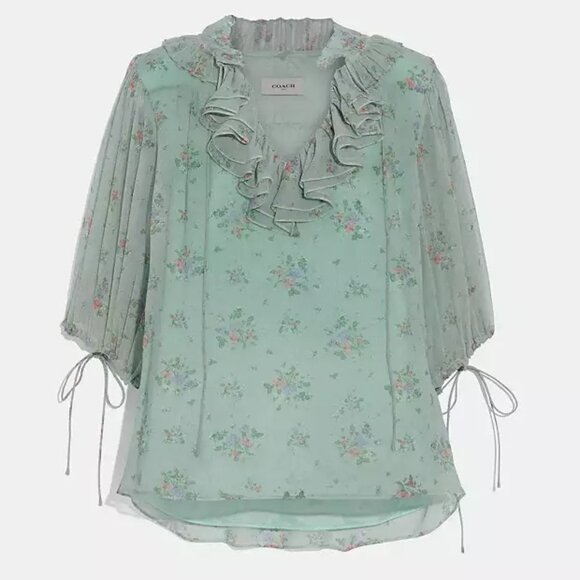 Coach PRAIRIE BOUQUET PRINT TOP 100% silk blouse - Picture 2 of 4